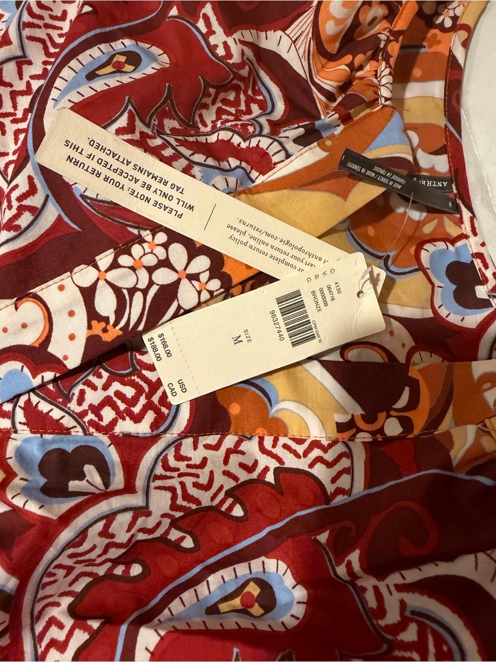Anthropologie Paisley Tiered Maxi Dress - Rust, Orange, Burgundy - Picture 2 of 3